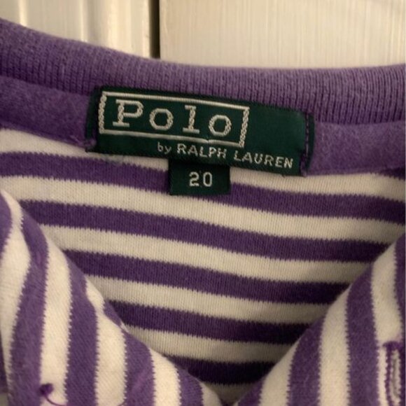 Boys Size 20 Purple and White Striped Polo Collared Shirt - Picture 3 of 5